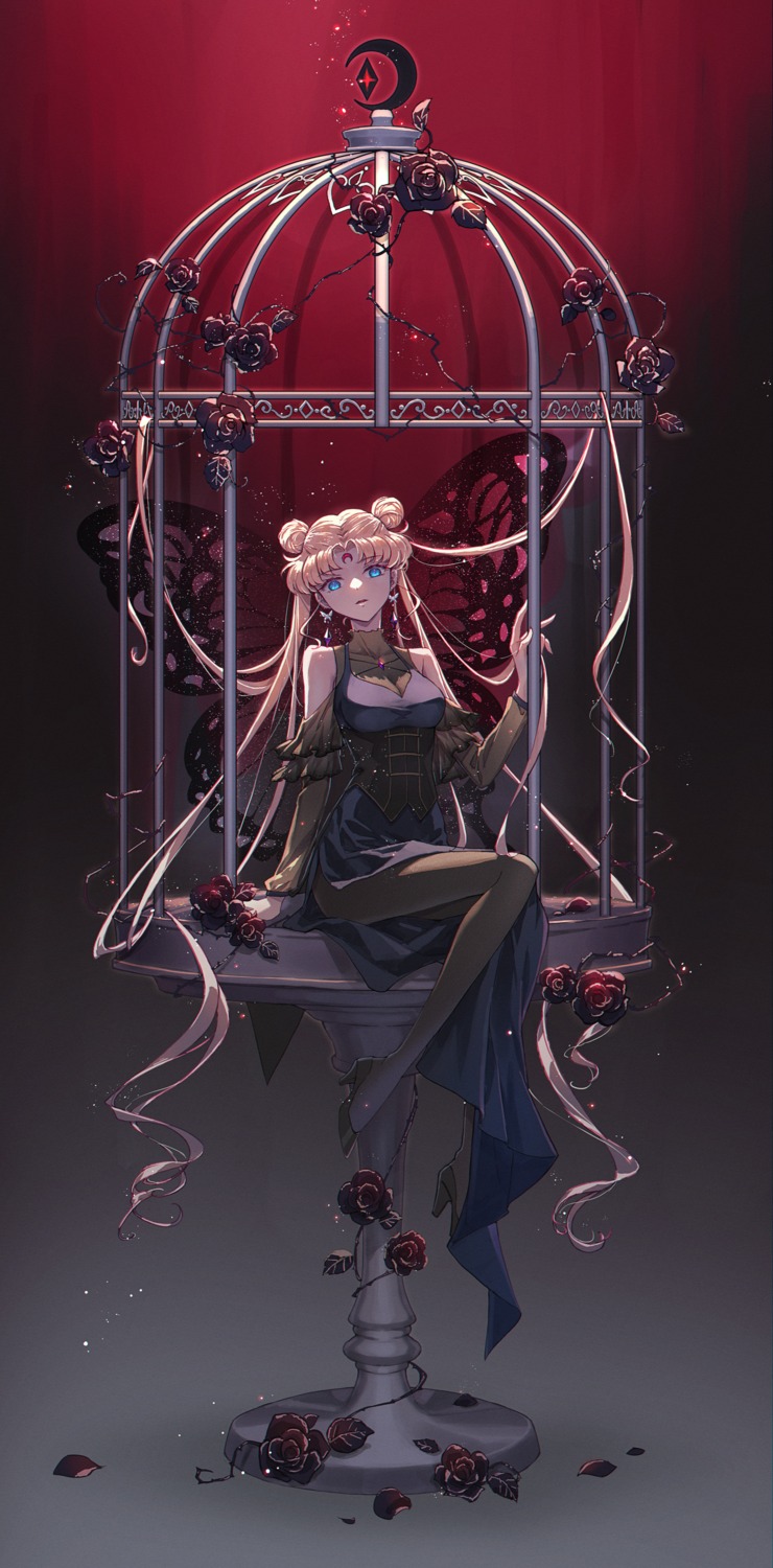 bishoujo_senshi_sailor_moon, cleavage, dress, heels, nezumipl, pantyhose, see_through, tsukino_usagi