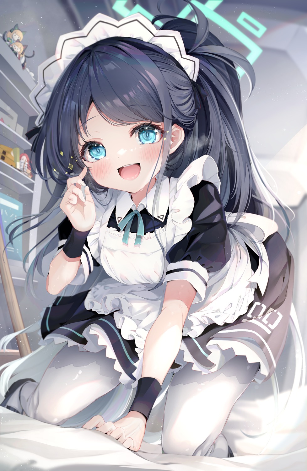 blue_archive, halo, maid, nya_rl, pantyhose, tendou_aris