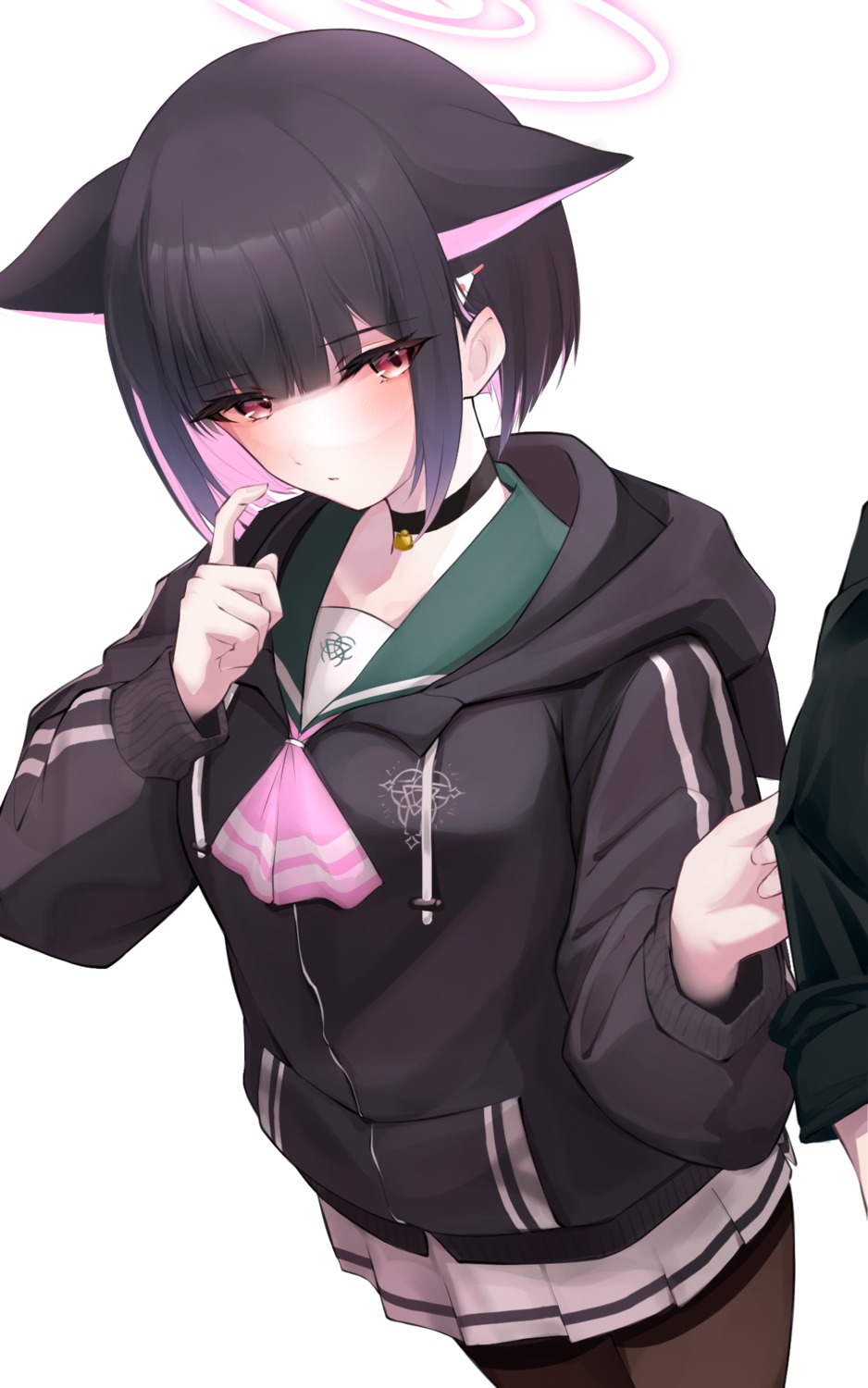 animal_ears, blue_archive, exiadoon, halo, kyouyama_kazusa, nekomimi, pantyhose, seifuku
