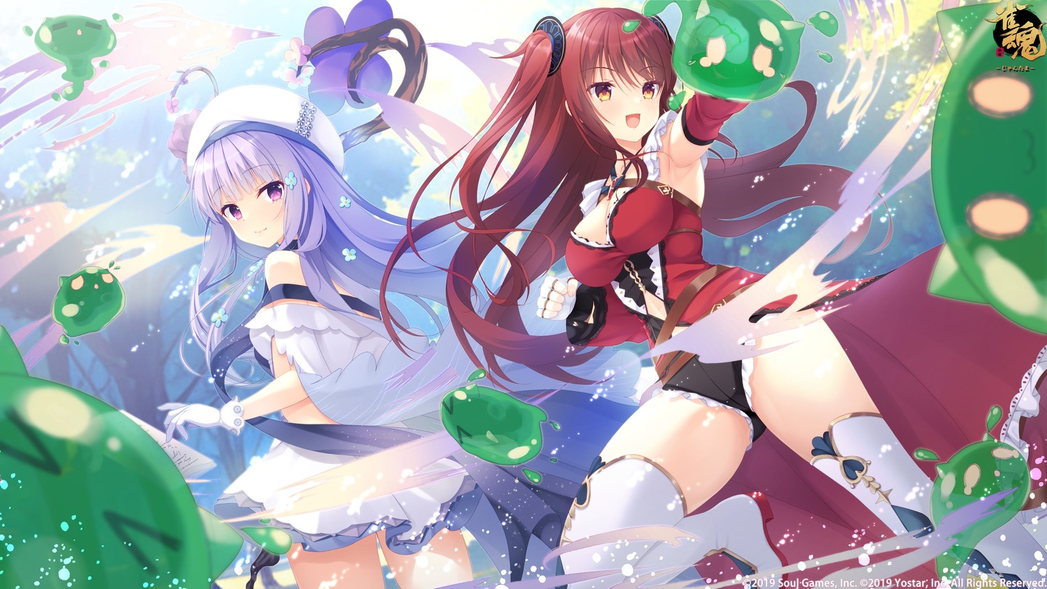 hazumi_rio, kujou_riu, majsoul, takanashi_hinata, thighhighs