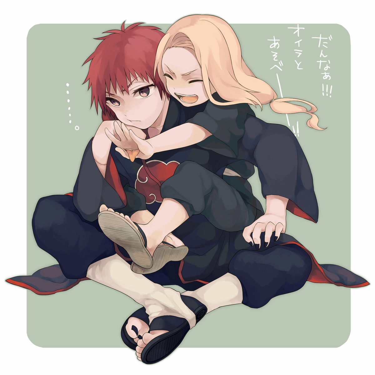 deidara, japanese_clothes, male, naruto, naruto_shippuden, oomiya_pon, sasori_(naruto)