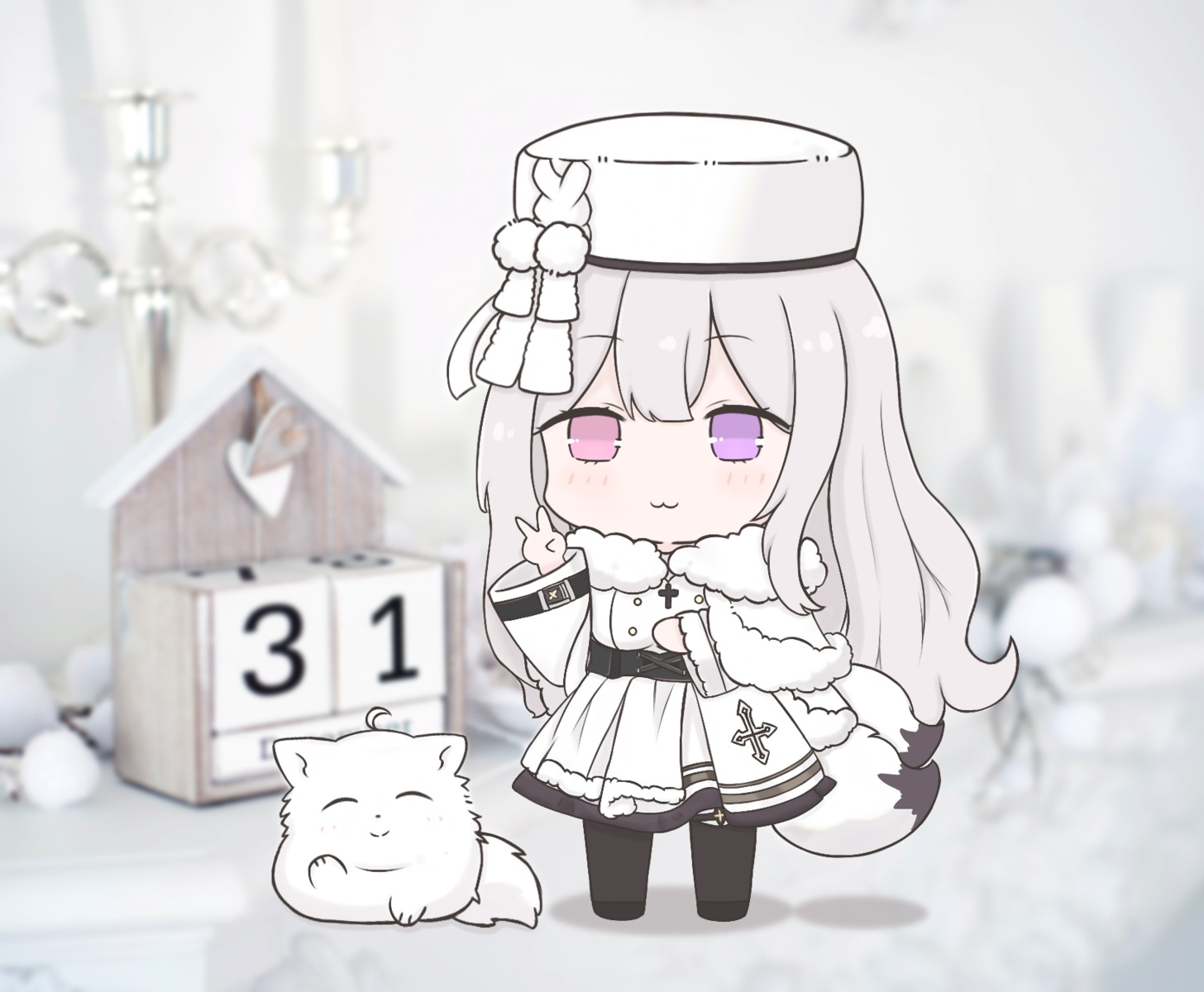 azur_lane, chibi, futaba, heterochromia, murmansk_(azur_lane), neko, pantyhose, tail, uniform