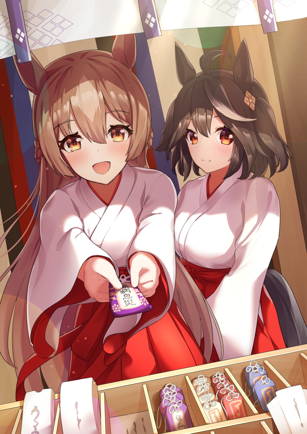 animal_ears, kitasan_black_(umamusume), miko, satono_diamond_(umamusume), sunny_(20597521), tail, uma_musume_pretty_derby