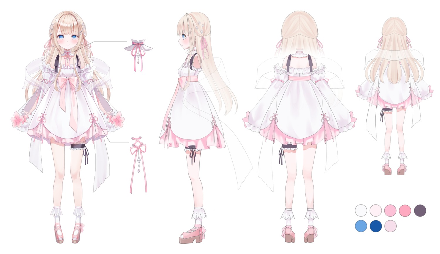 arinko_kotsunko, character_design, dress, garter, indie_virtual_youtuber, yukinoshita_peo