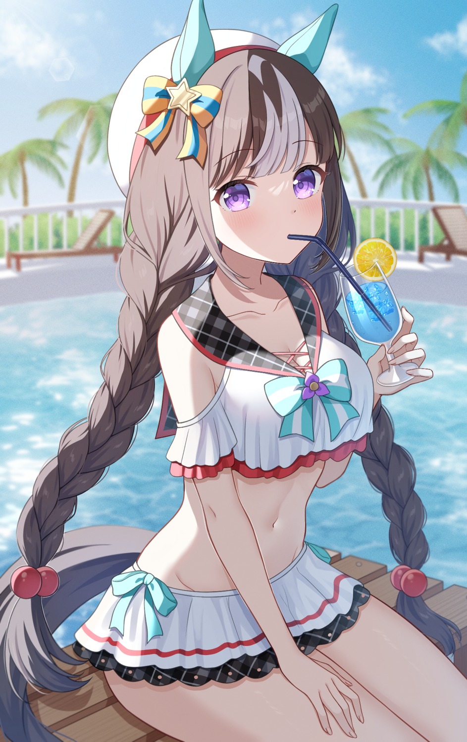animal_ears, bikini, cleavage, futaba_kurumi, hokko_tarumae_(umamusume), swimsuits, tail, uma_musume_pretty_derby