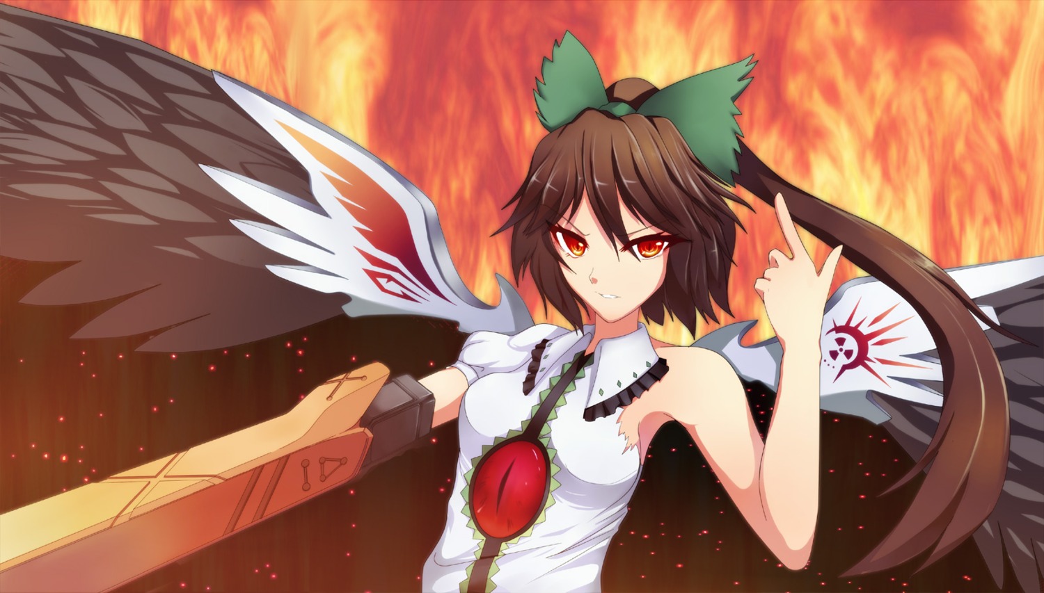 greave, reiuji_utsuho, sword, touhou, wings