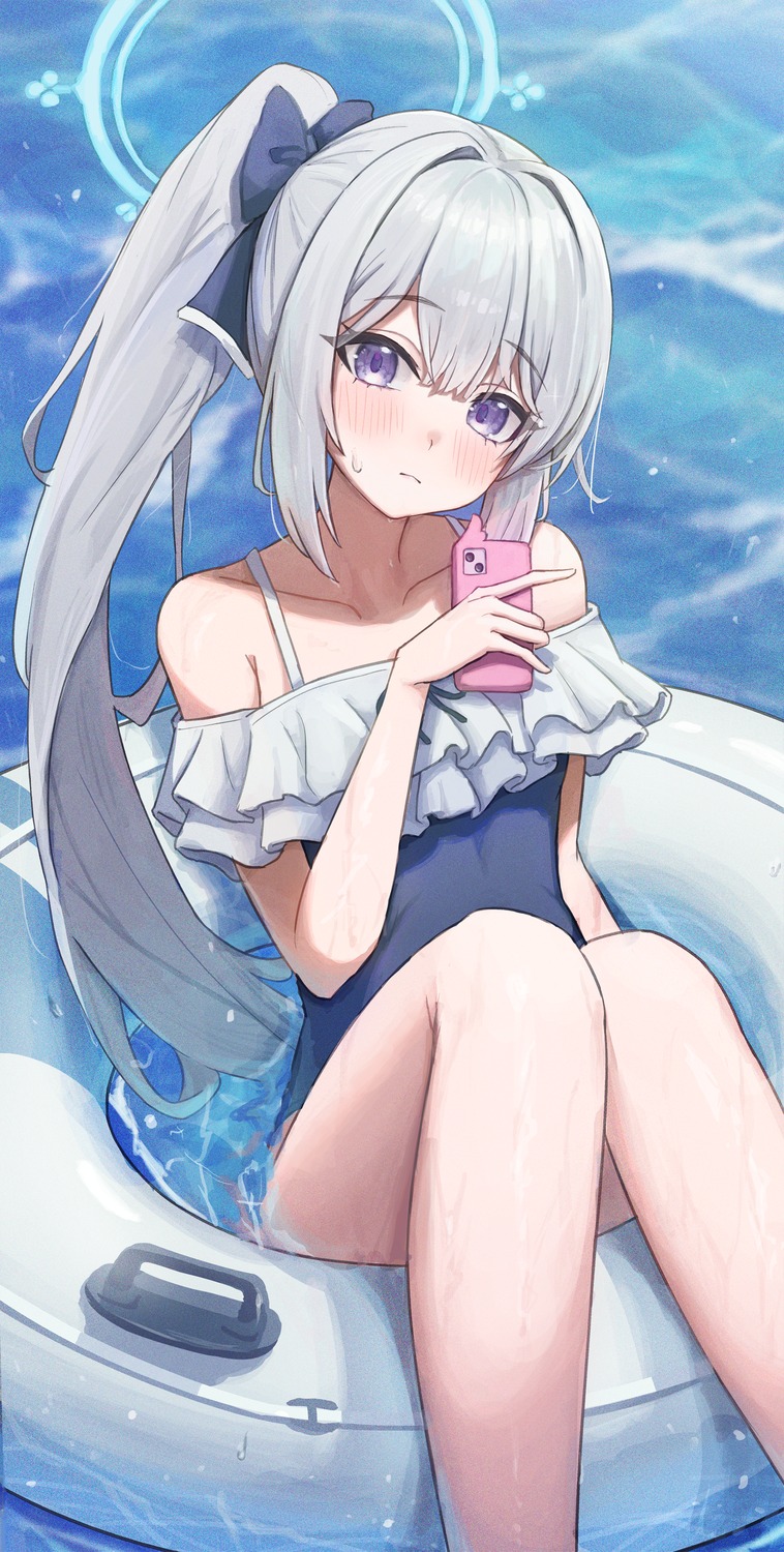 blue_archive, halo, icetea774, swimsuits, tsukiyuki_miyako, wet