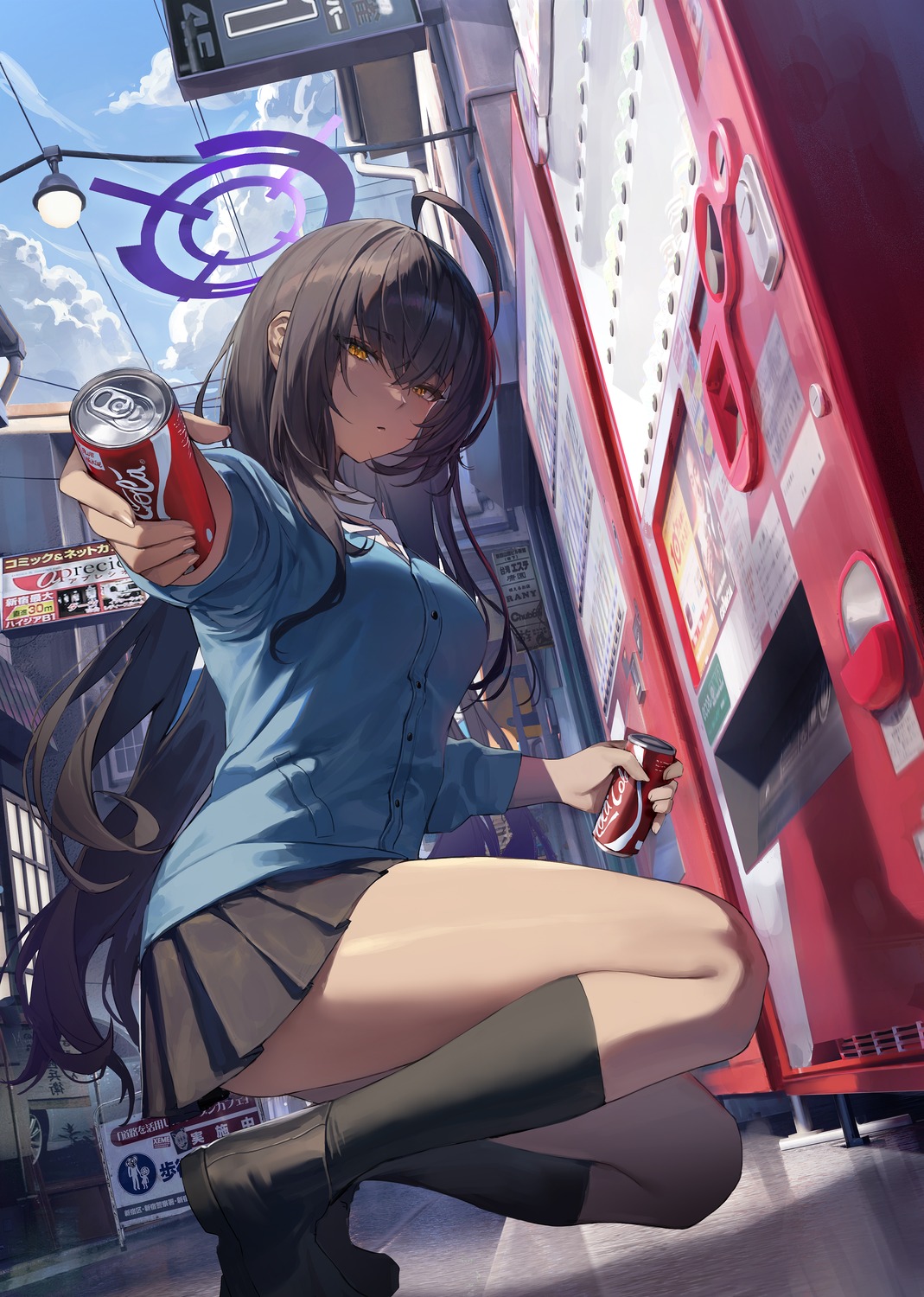 blue_archive, halo, kakudate_karin, mmlyno, seifuku, skirt_lift, sweater