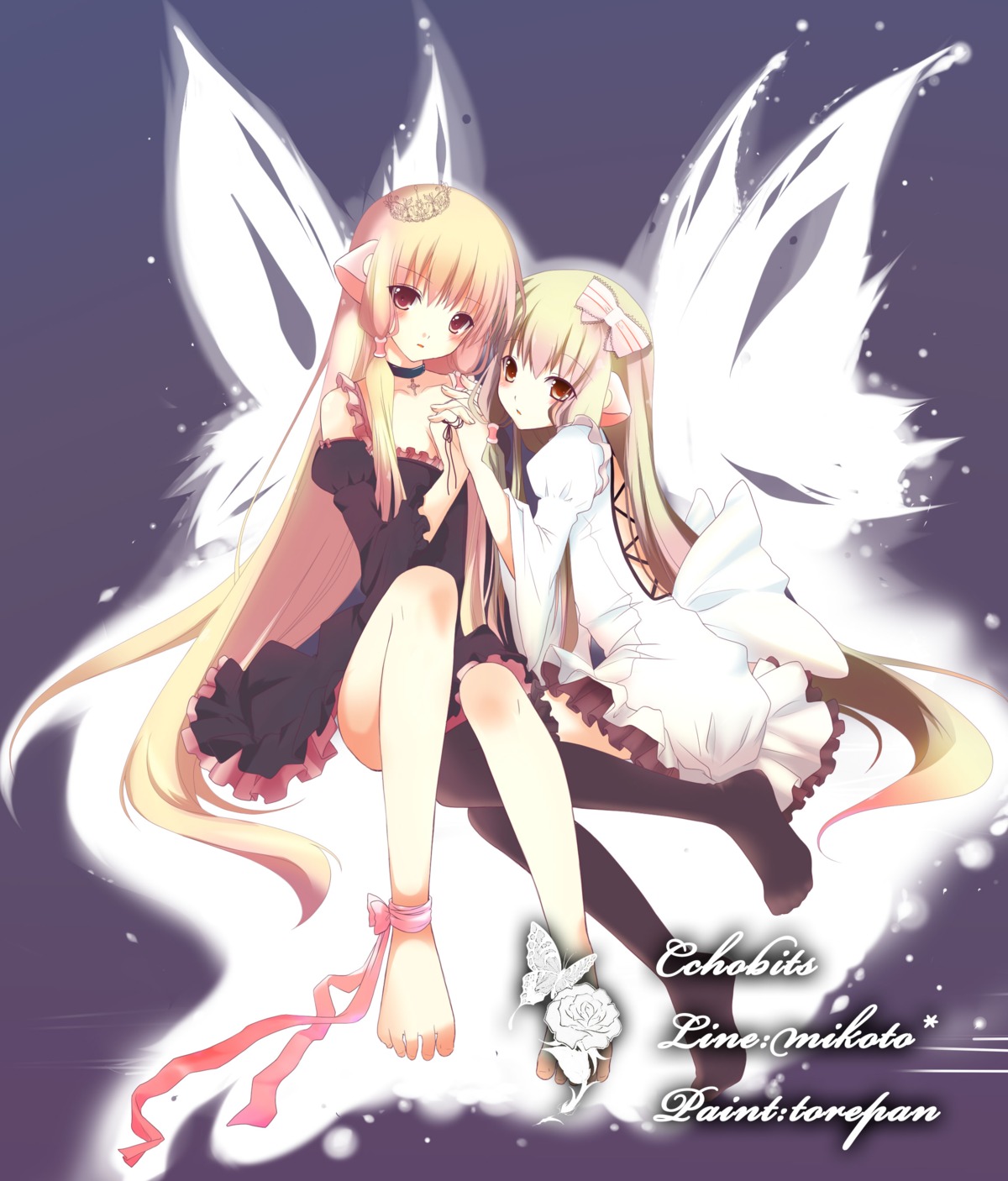 chii, chobits, dress, freya, nana_mikoto, thighhighs, toreban, wings