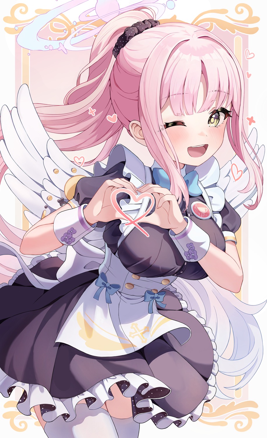 angel, blue_archive, kinyouny, maid, misono_mika, thighhighs, wings