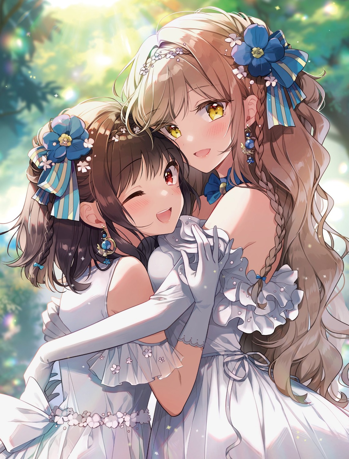 dress, futaribeya, kawawa_sakurako, wedding_dress, yamabuki_kasumi, yukiko, yuri