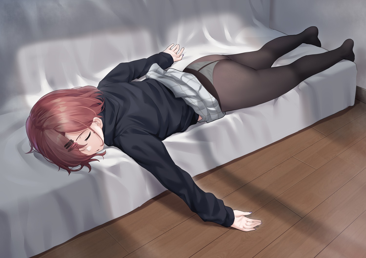 ass, higuchi_madoka, pantsu, pantyhose, seifuku, skirt_lift, the_idolm@ster, the_idolm@ster_shiny_colors