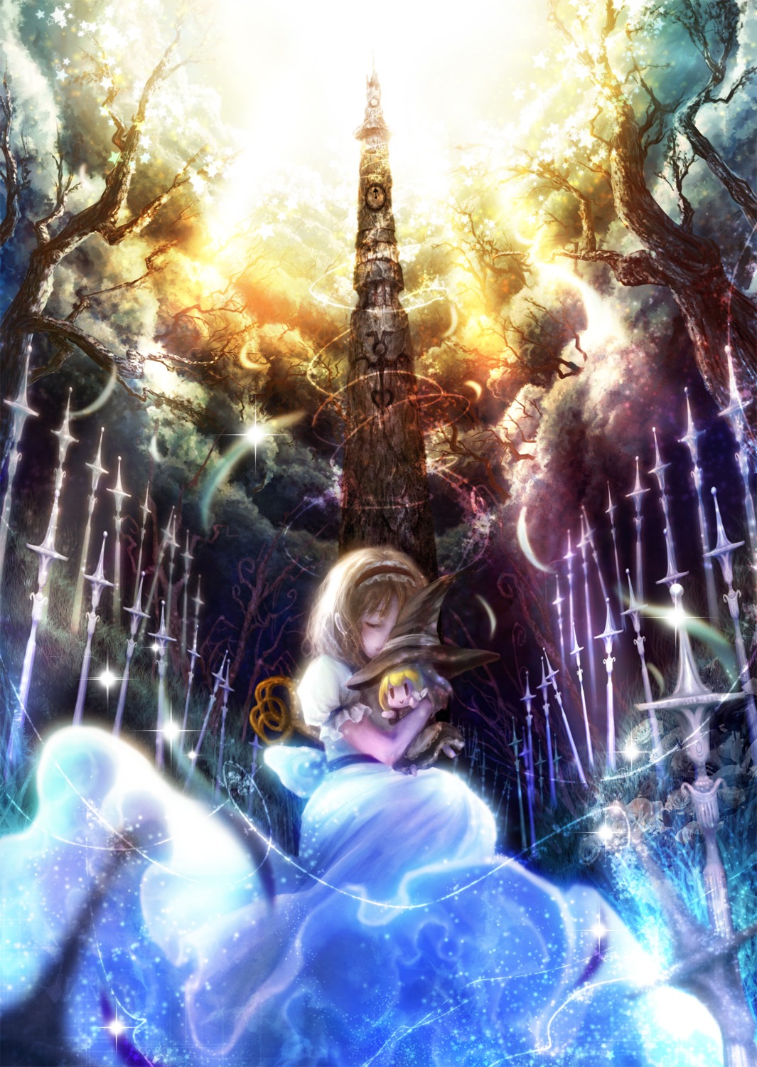 alice_margatroid, inuboe, kirisame_marisa, landscape, touhou