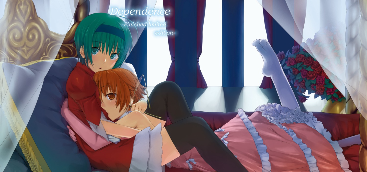 dress, ken-1, thighhighs, to_heart_(series), to_heart_2, yamada_michiru, yoshioka_chie, yuri