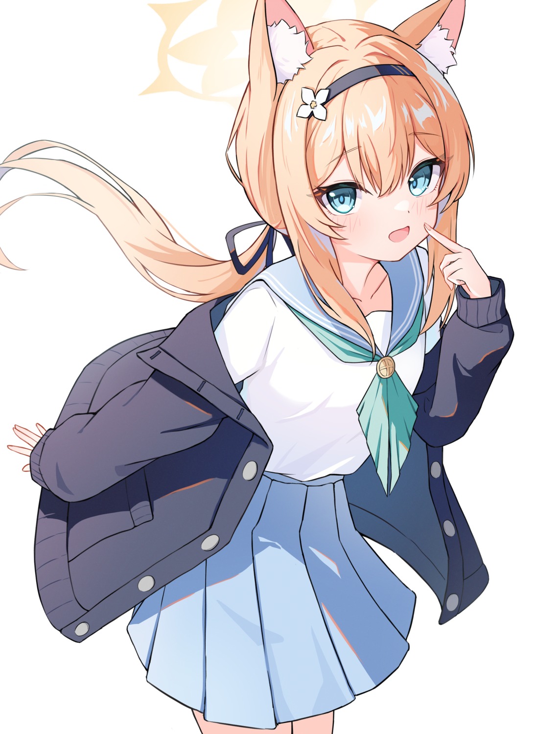 animal_ears, blue_archive, halo, iochi_mari, nekomimi, nonddu, seifuku, sweater