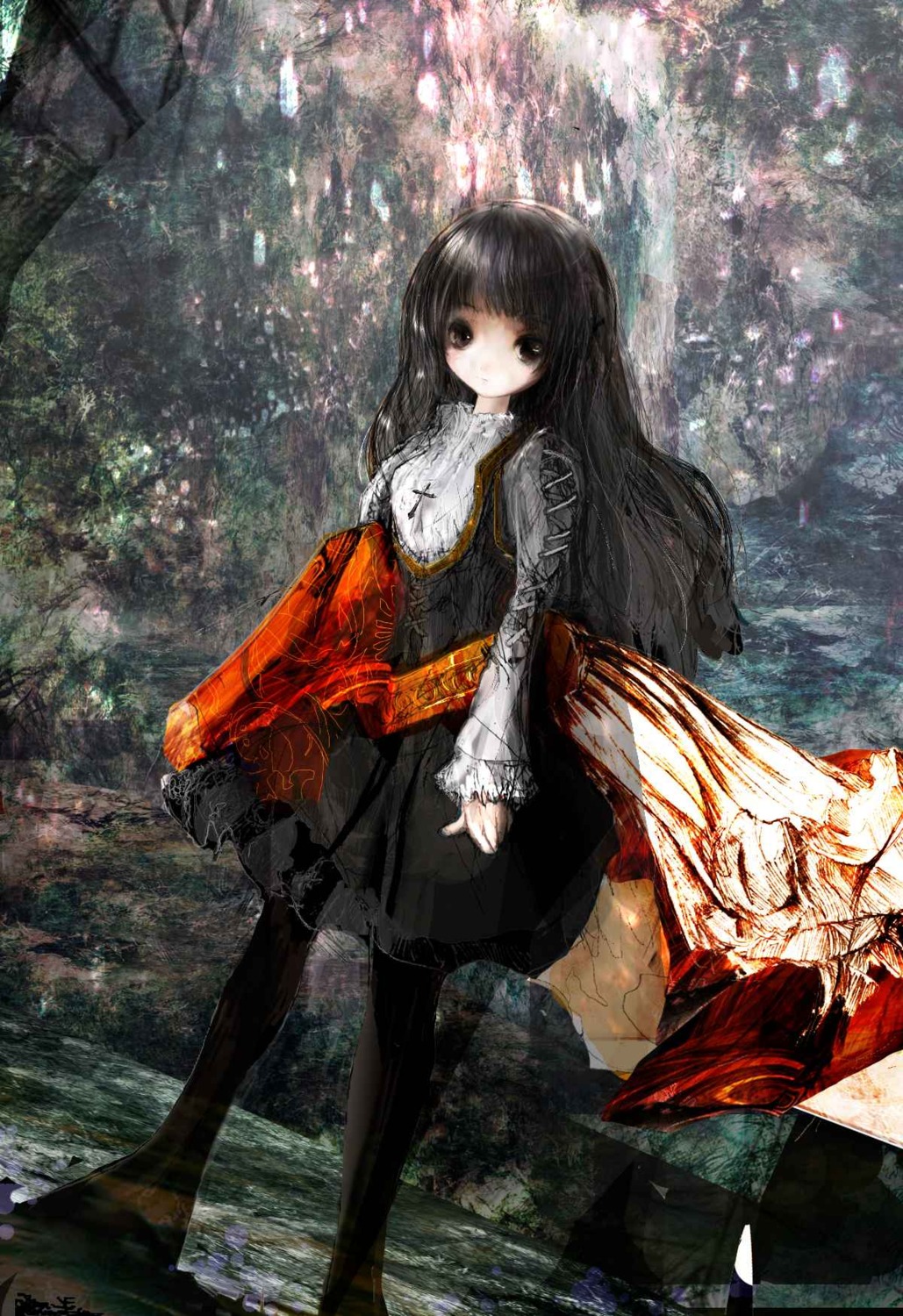 86thunder, dress, jpeg_artifacts, pantyhose