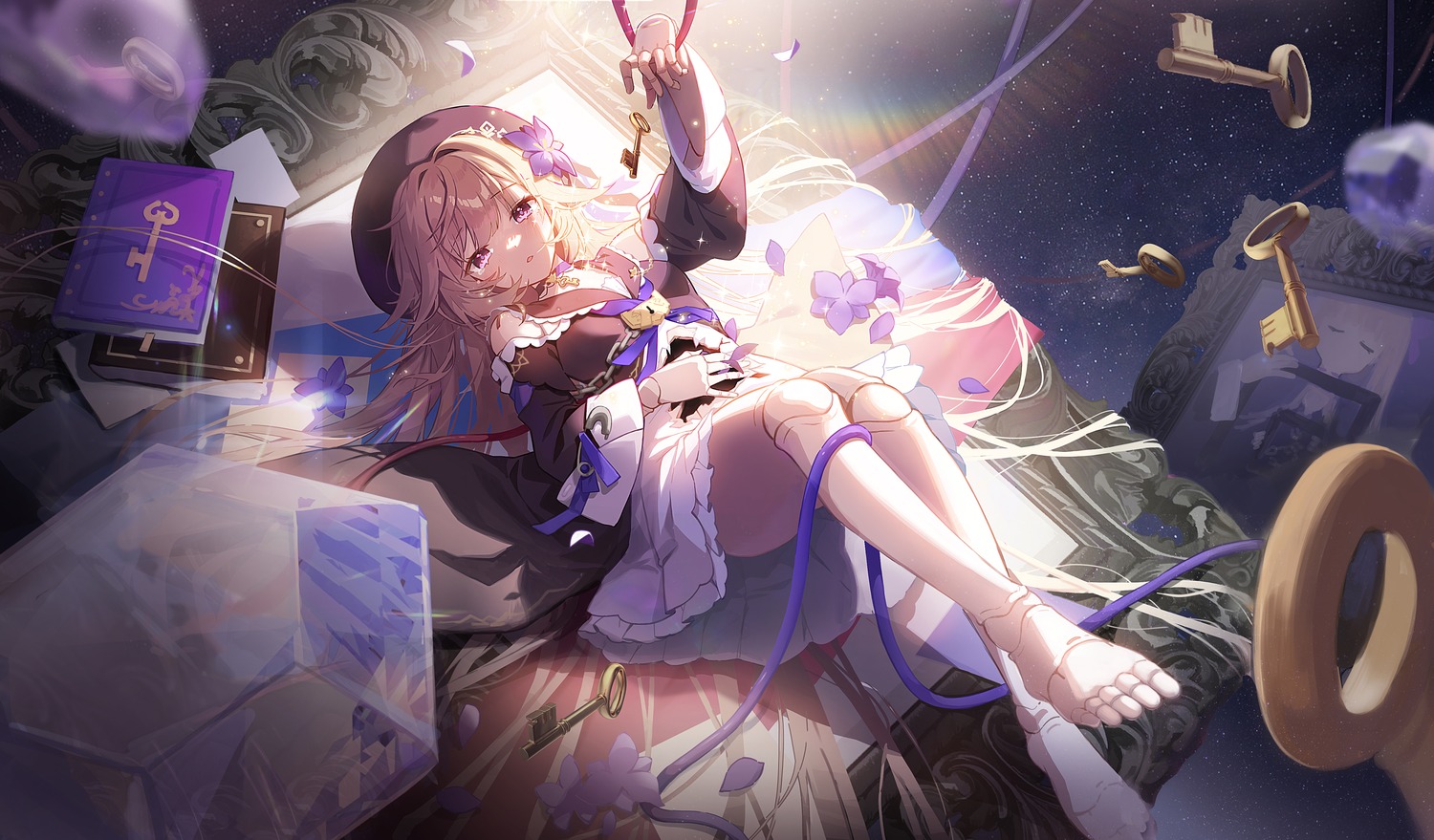 apple_caramel, dress, feet, herta, honkai:_star_rail, skirt_lift