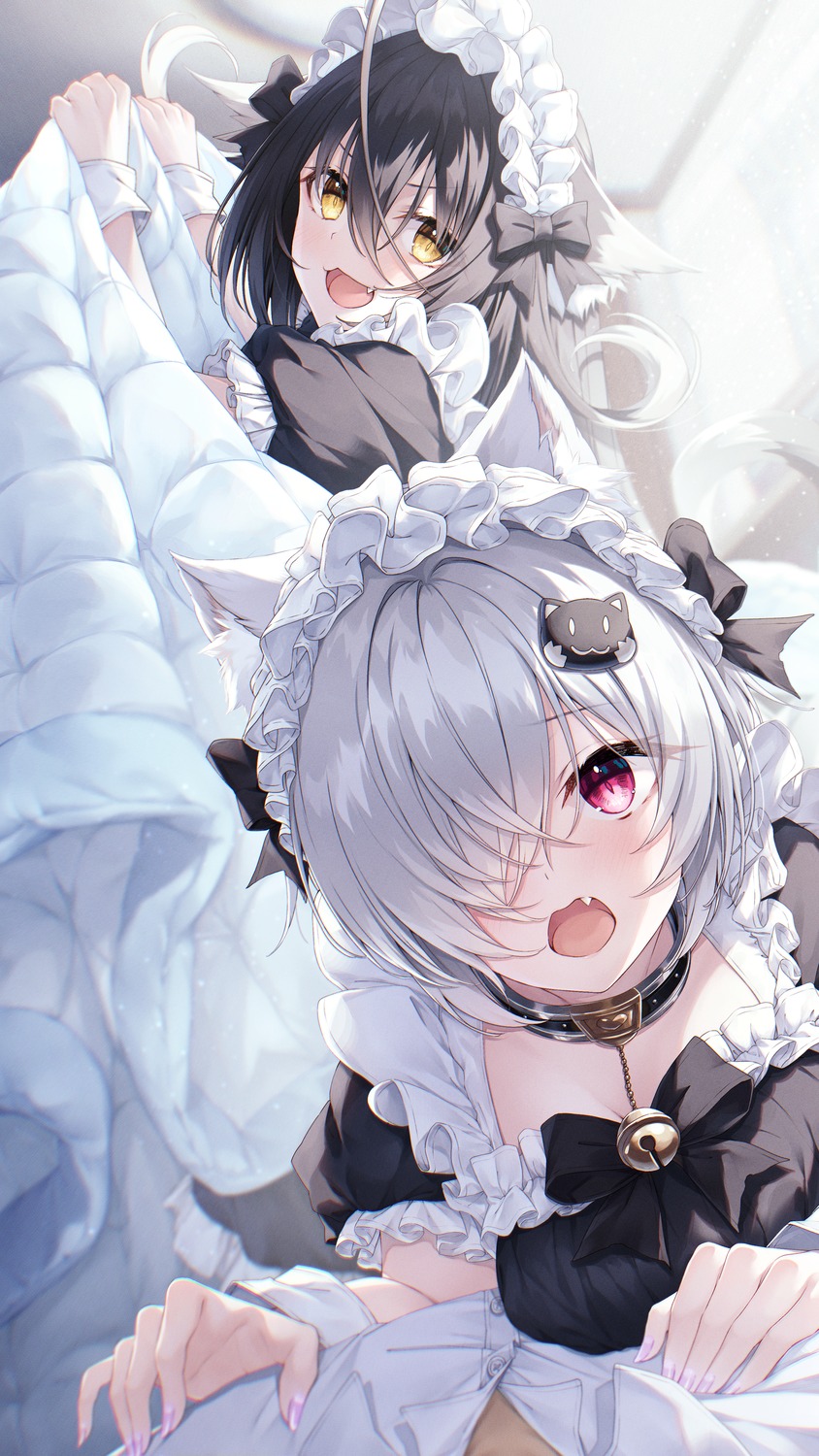 animal_ears, hasumi_(hasubatake39), maid, nekomimi, tail