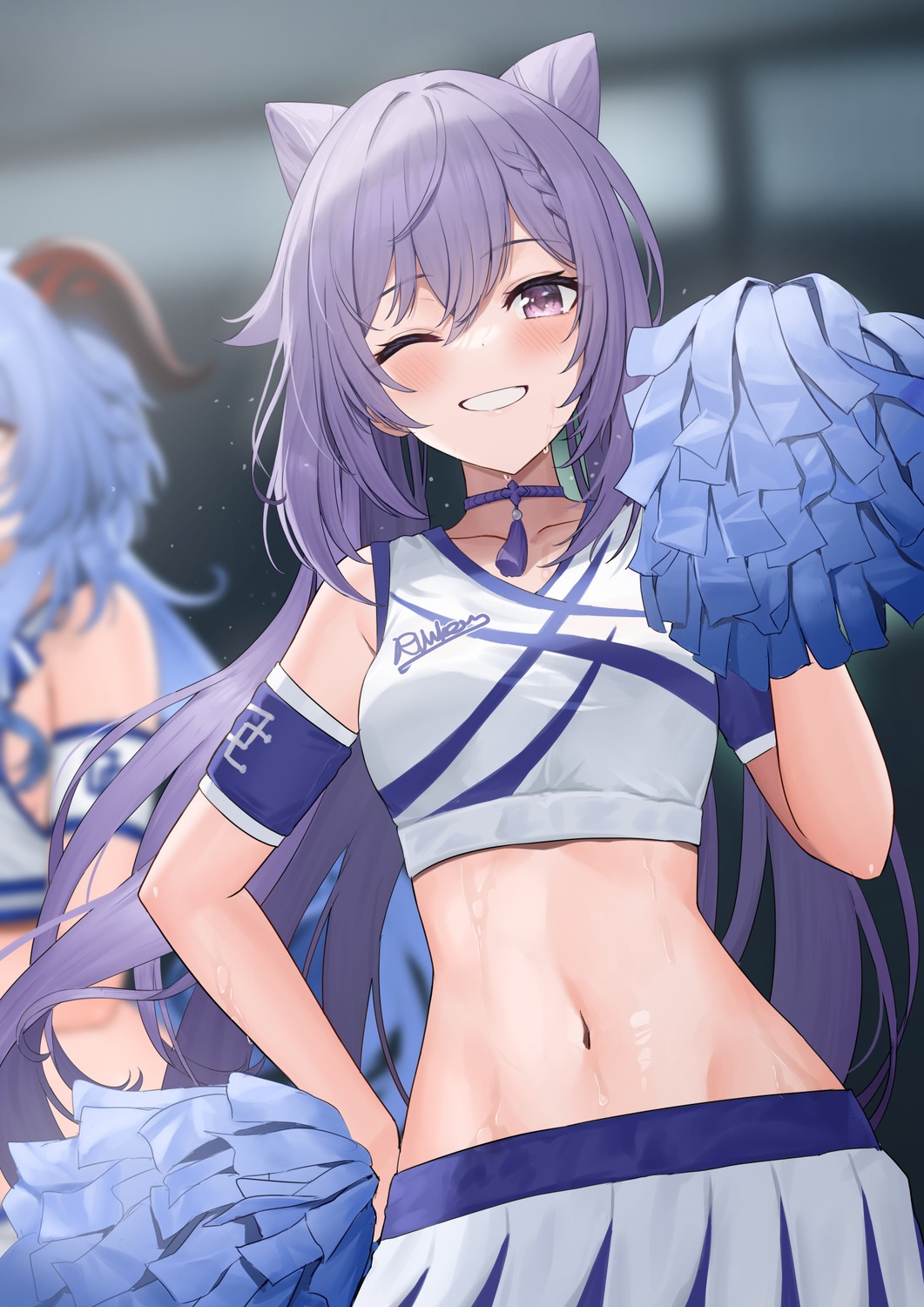 ayul, cheerleader, ganyu, genshin_impact, horns, keqing