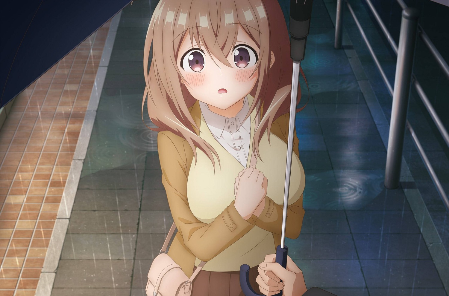katase_shiori, sweater, uchi_no_kaisha_no_chiisai_senpai_no_hanashi, umbrella