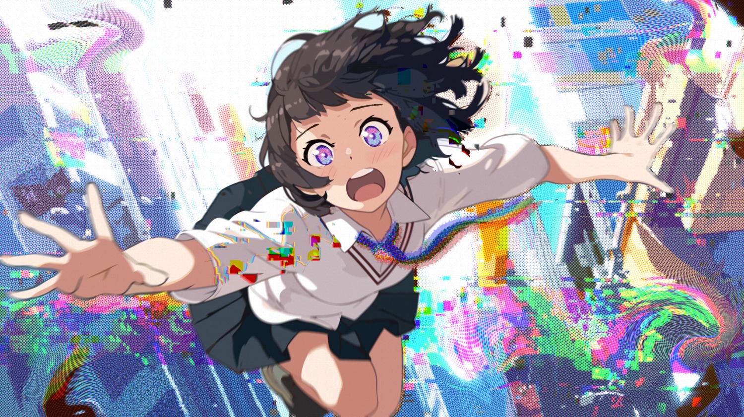 haluchilu, seifuku, skirt_lift, sweater