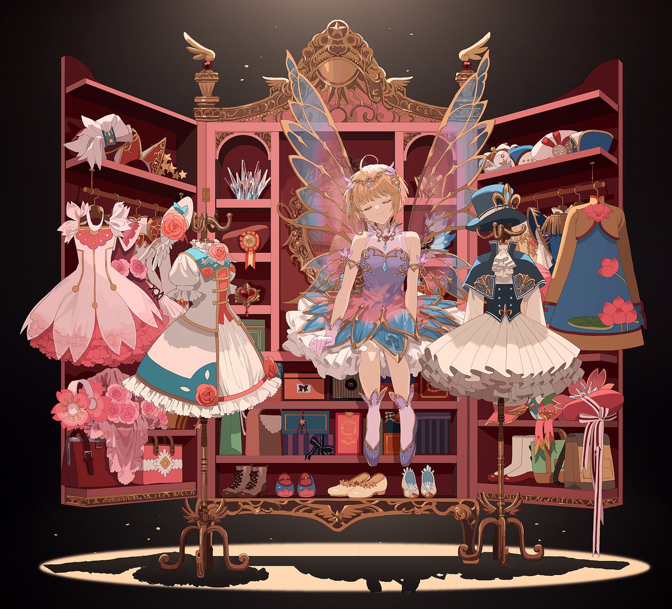 card_captor_sakura, dress, kinomoto_sakura, okazaki_oka, see_through, wings