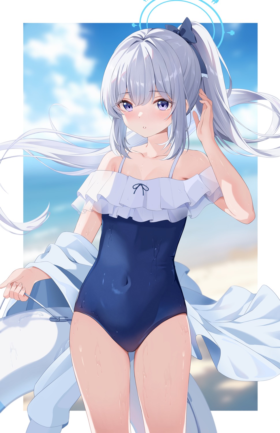 blue_archive, halo, shinshia_(sinsia_0928), swimsuits, tsukiyuki_miyako