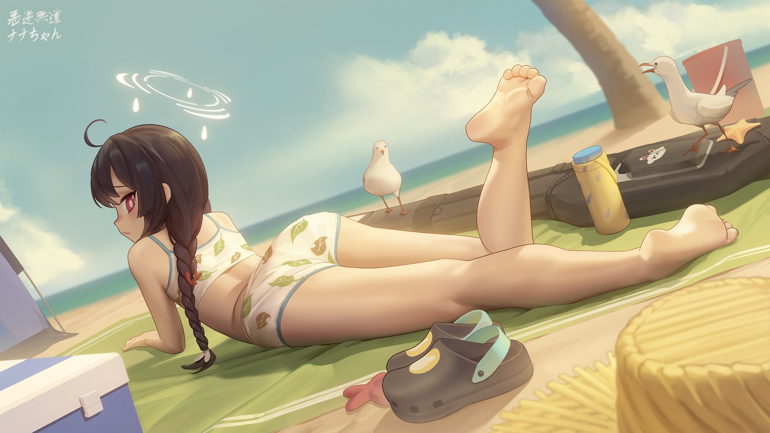 ass, bikini, blue_archive, feet, halo, kasumizawa_miyu, sarena, swimsuits, wallpaper