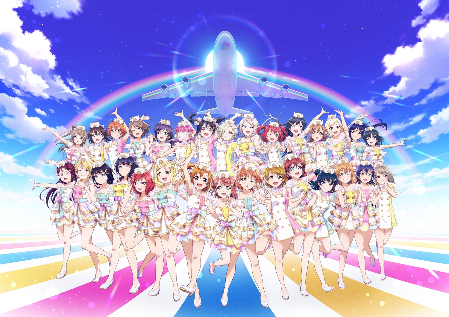 asaka_karin, ayase_eli, crossover, emma_verde, headphones, heels, hoshizora_rin, koizumi_hanayo, konoe_kanata, kousaka_honoka, kunikida_hanamaru, kurosawa_dia, kurosawa_ruby, love_live!, love_live!_(series), love_live!_nijigasaki_gakuen_school_idol_doukoukai, love_live!_school_idol_festival_all_stars, love_live!_sunshine!!, matsuura_kanan, mia_taylor, mifune_shioriko, minami_kotori, miyashita_ai, nakasu_kasumi, nishikino_maki, ohara_mari, ousaka_shizuku, sakurauchi_riko, sonoda_umi, tagme, takami_chika, tennouji_rina, toujou_nozomi, tsushima_yoshiko, uehara_ayumu, uniform, watanabe_you, yazawa_nico, yuuki_setsuna, zhong_lanzhu