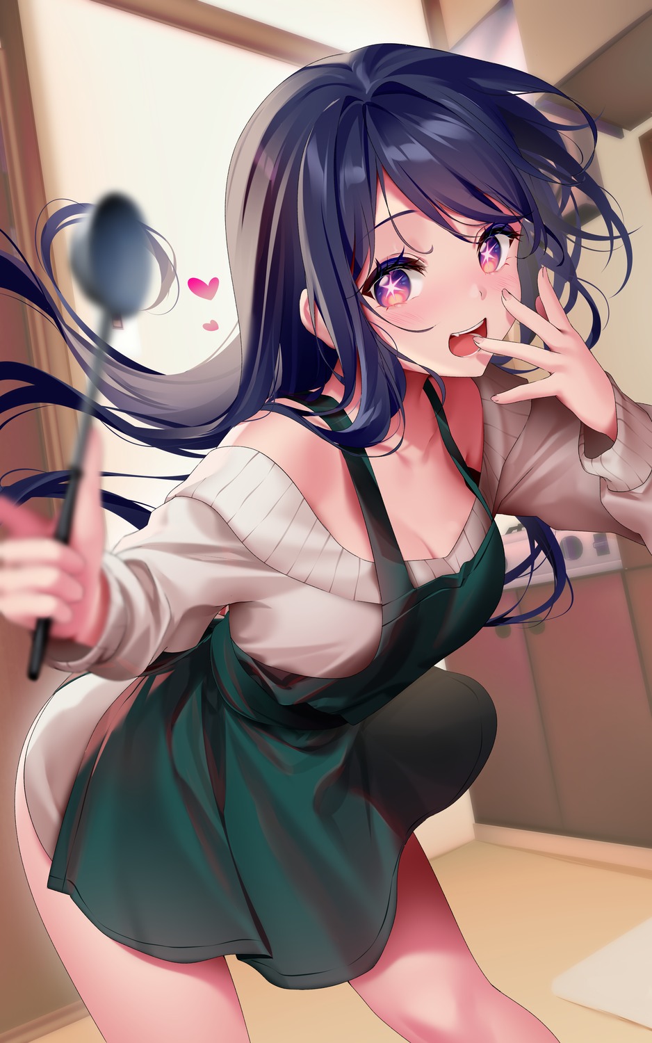 [oshi_no_ko], cleavage, hoshino_ai, no_bra, rimuu, sweater