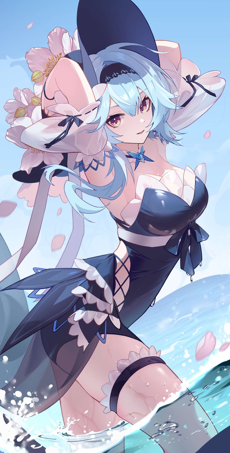 ai_dongdong, eula, garter, genshin_impact, see_through, swimsuits, wet