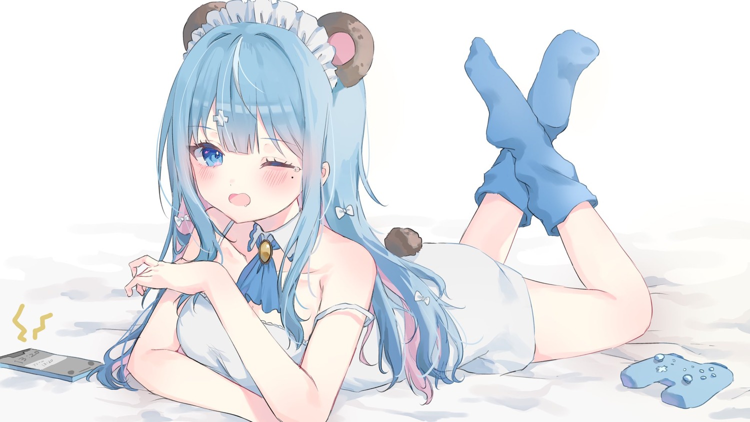 animal_ears, indie_virtual_youtuber, jpeg_artifacts, riri_(ri0177), shigma_riu, tail