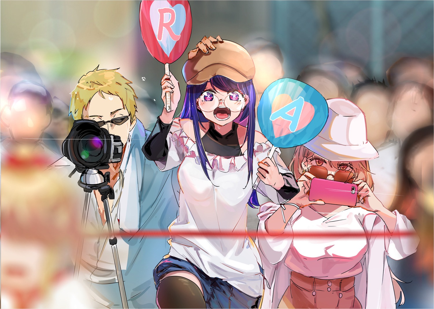 [oshi_no_ko], funi_mu9, hoshino_ai, megane, saitou_ichigo, saitou_miyako, thighhighs