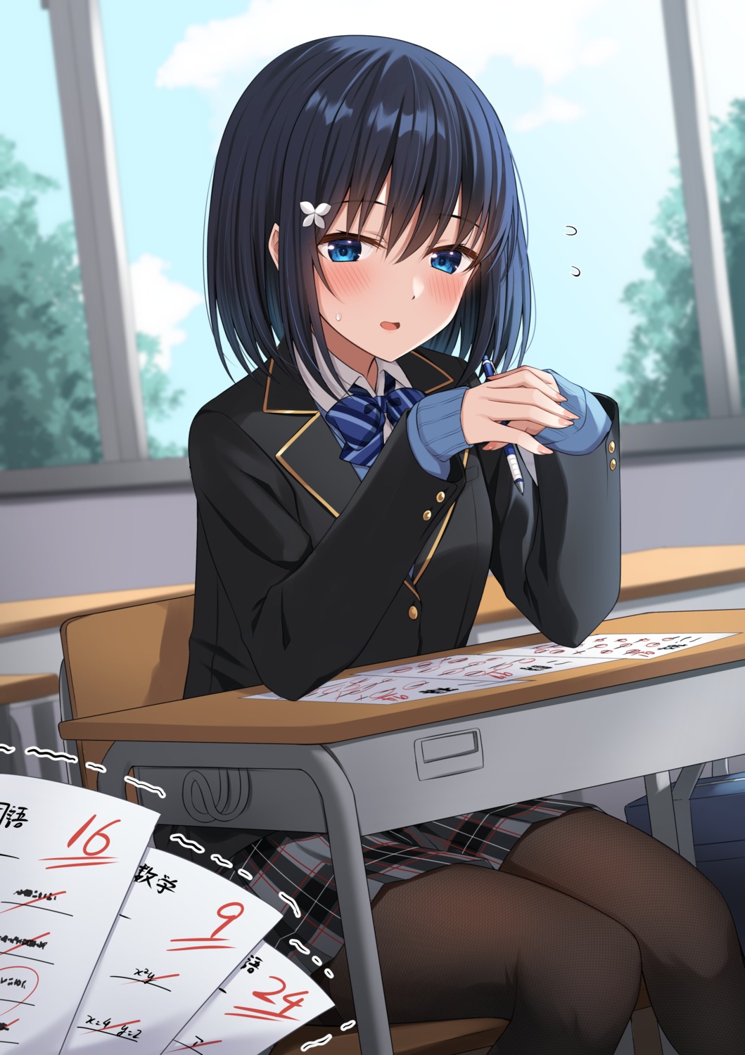 komori_kuduyu, pantyhose, seifuku, sweater