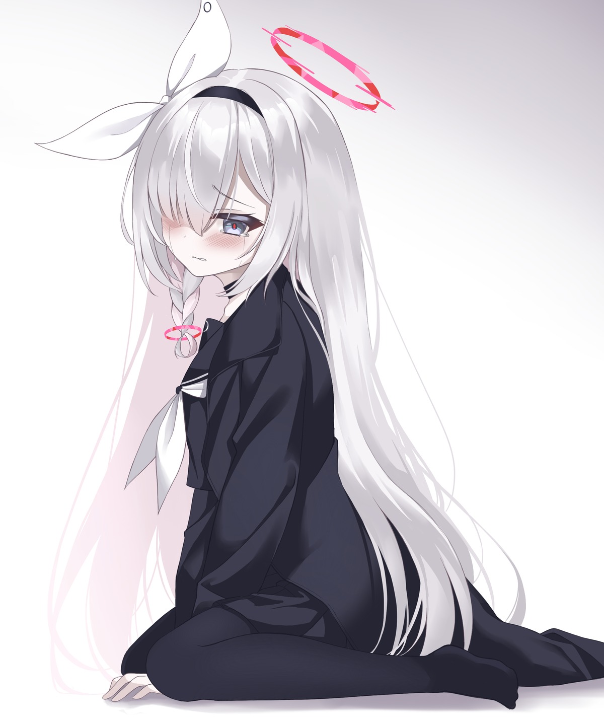 amerika_neko, arona_(blue_archive), blue_archive, halo, pantyhose, plana_(blue_archive), seifuku