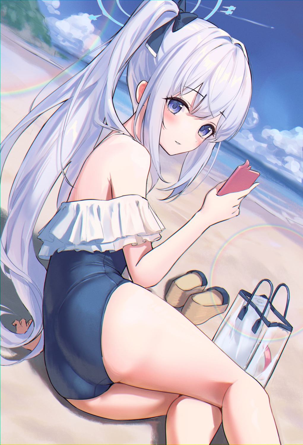 ass, blue_archive, halo, swimsuits, tem_(tempainting1), tsukiyuki_miyako