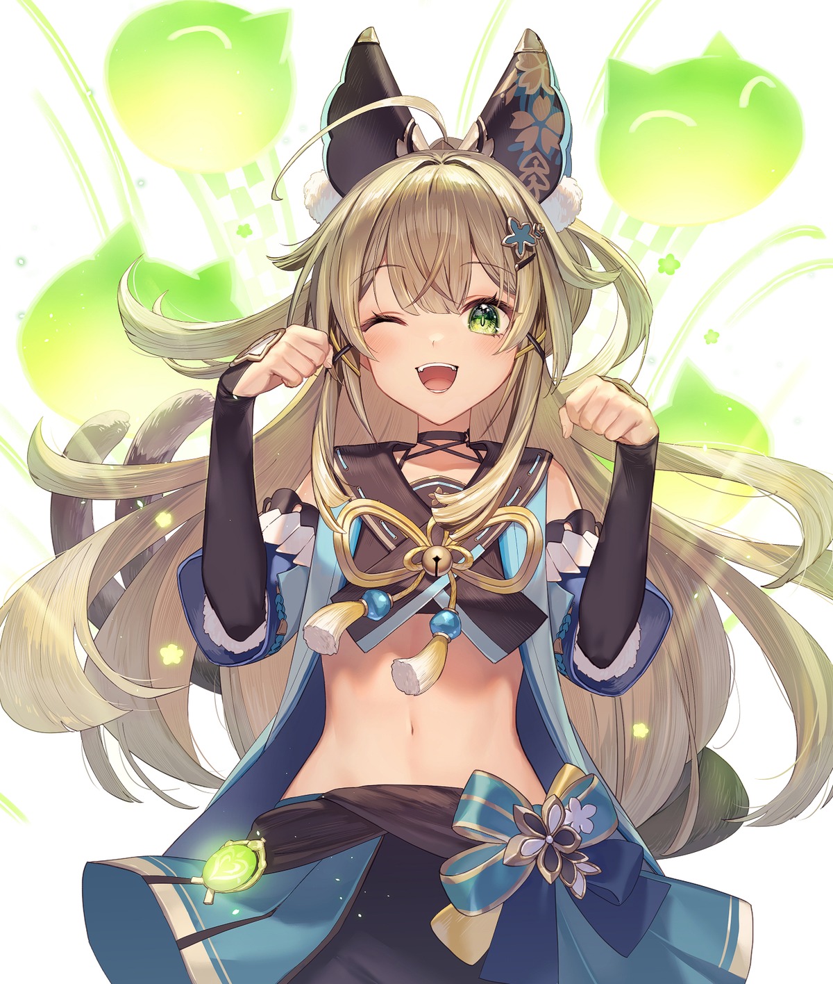 animal_ears, genshin_impact, japanese_clothes, kirara_(genshin_impact), nekomimi, tsunakawa