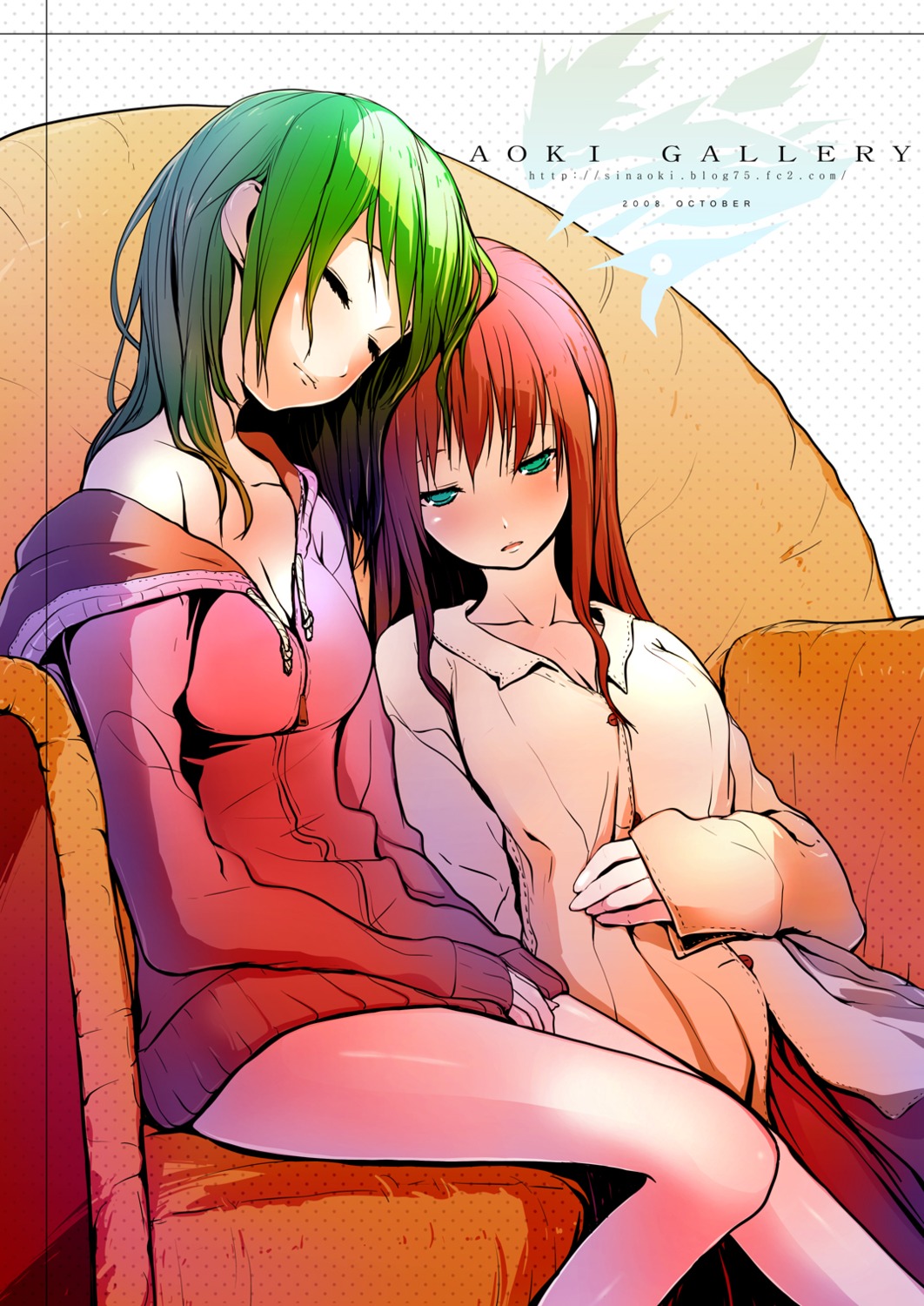 aoki_shin, cleavage, pajama