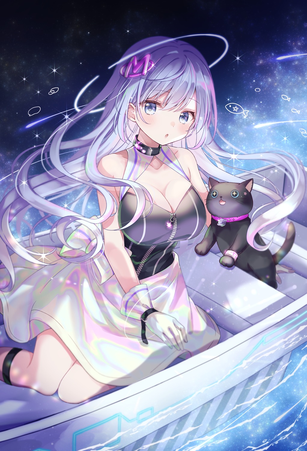 angel, cleavage, emori_miku, emori_miku_project, gomano_rio, neko, no_bra