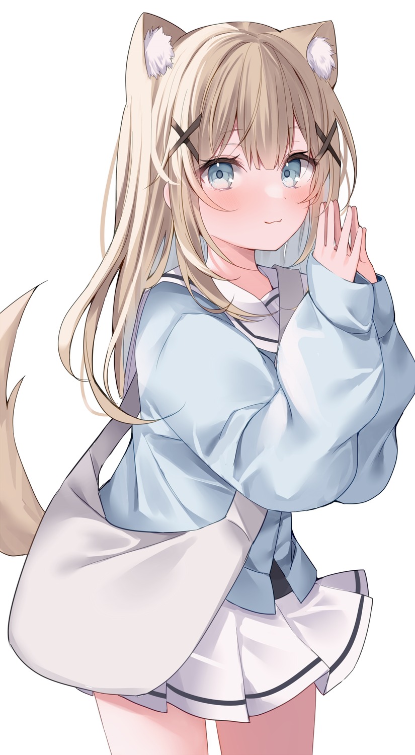 animal_ears, komomo_(ptkrx), seifuku, sweater, tail