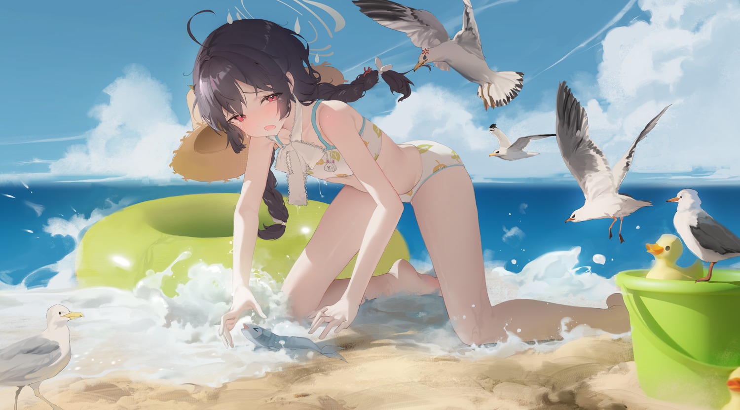 0_0_0, bikini, blue_archive, halo, kasumizawa_miyu, swimsuits, wet