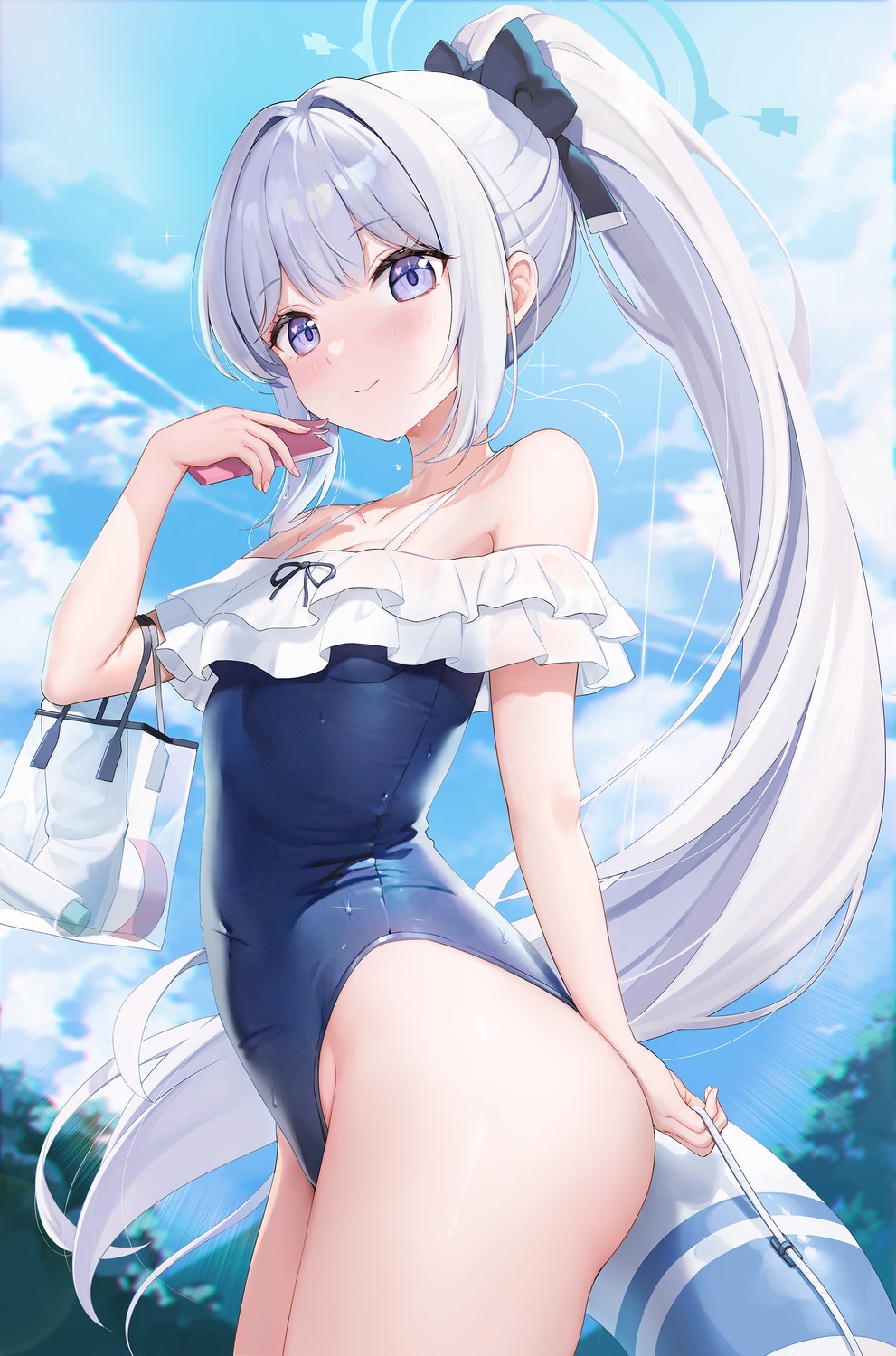 blue_archive, halo, jehyun, see_through, swimsuits, tsukiyuki_miyako