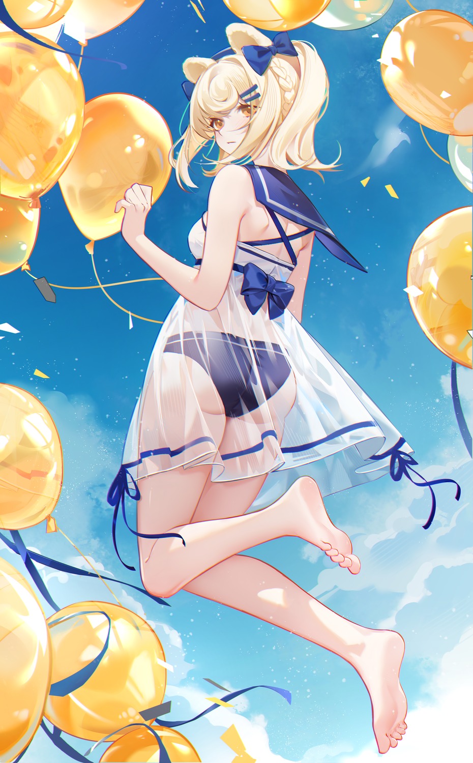 animal_ears, arknights, gummy_(arknights), see_through, zaocan_nai_cha
