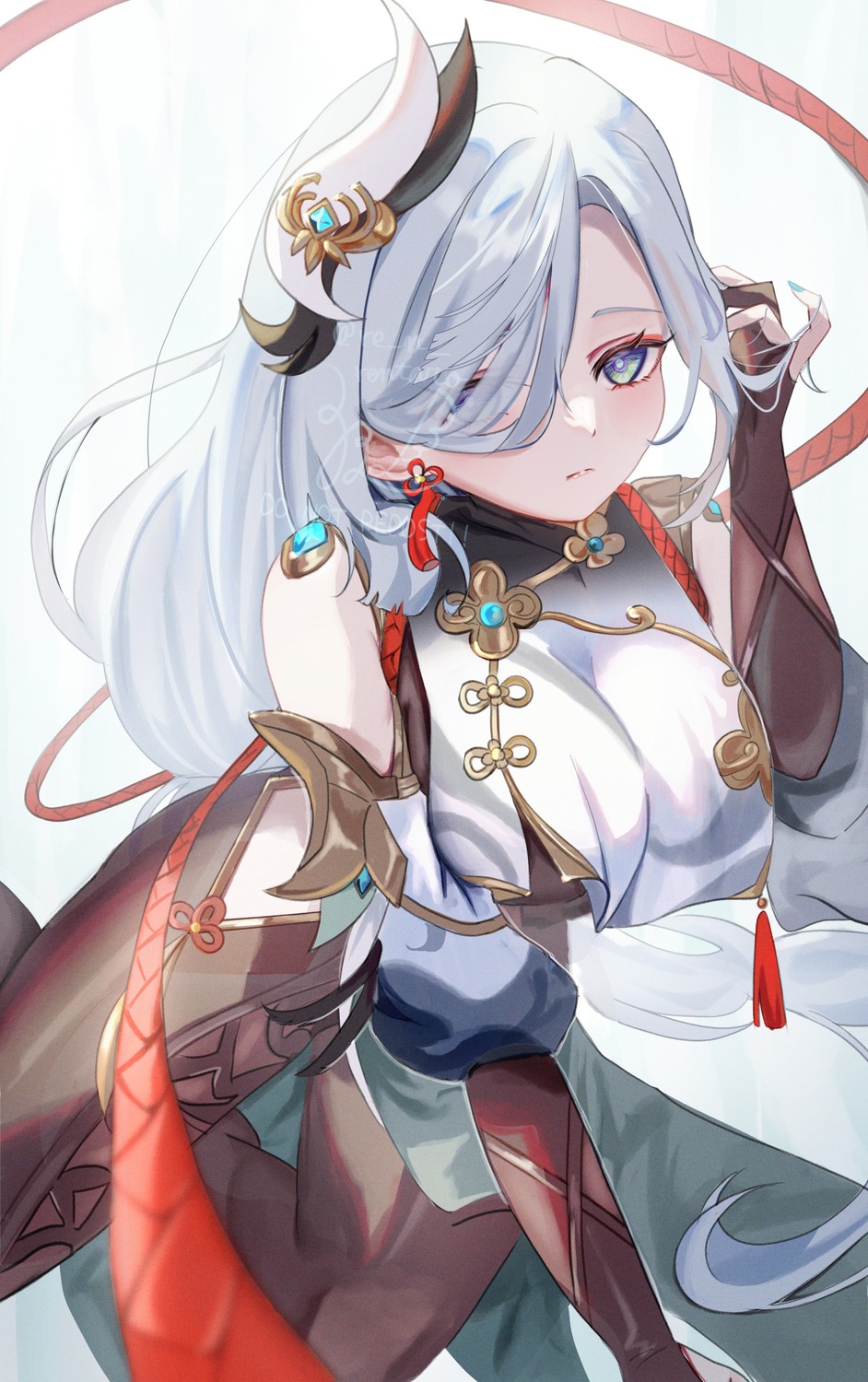 asian_clothes, bodysuit, genshin_impact, sazanami_(re_n_rentaro), shenhe