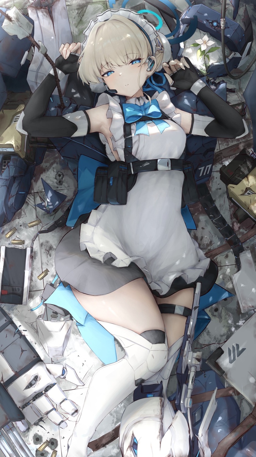 asuma_toki, blue_archive, garter, halo, inre_kemomimi, maid, thighhighs