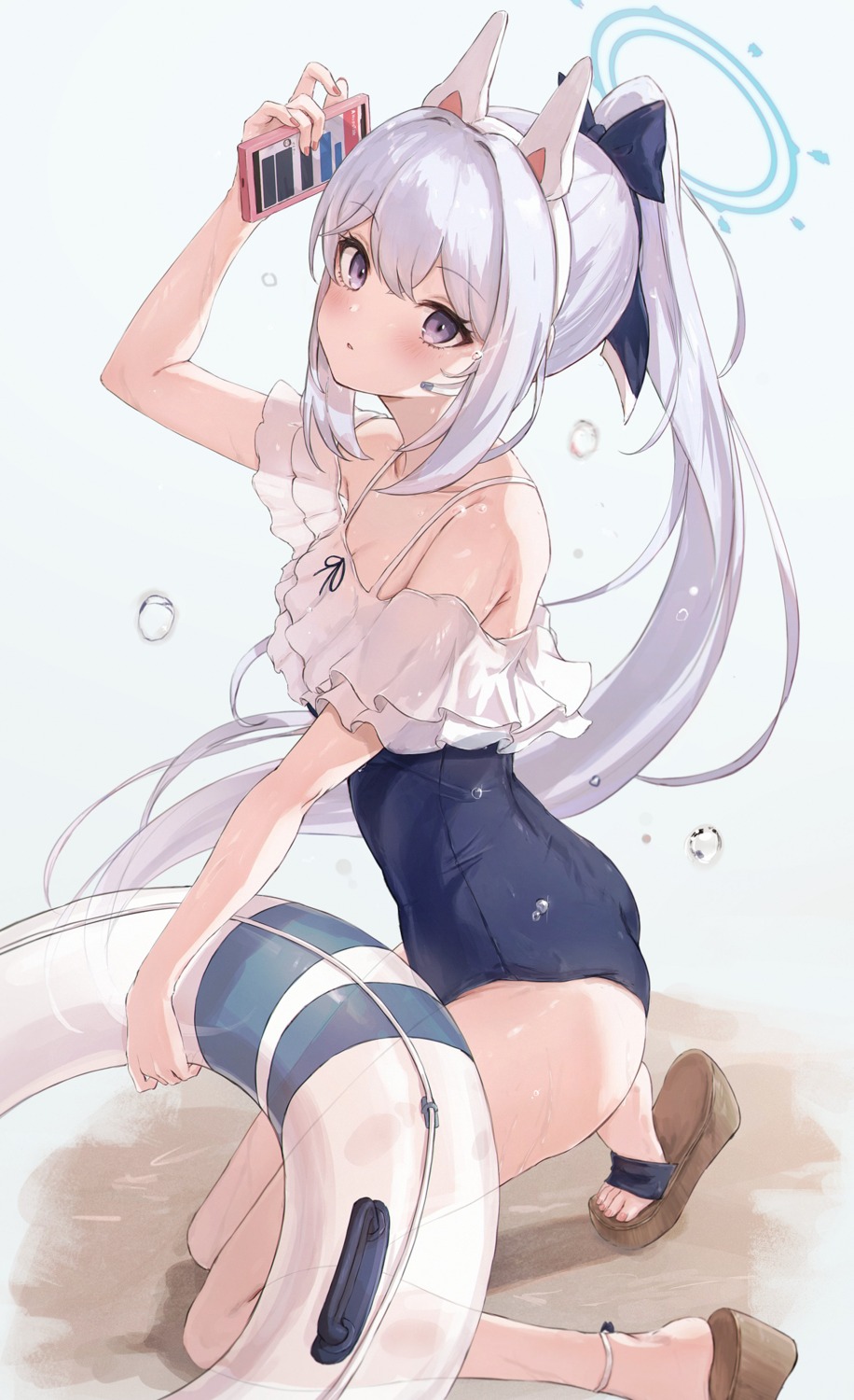 animal_ears, blue_archive, bunny_ears, halo, see_through, swimsuits, tsukiyuki_miyako, yoyopipa