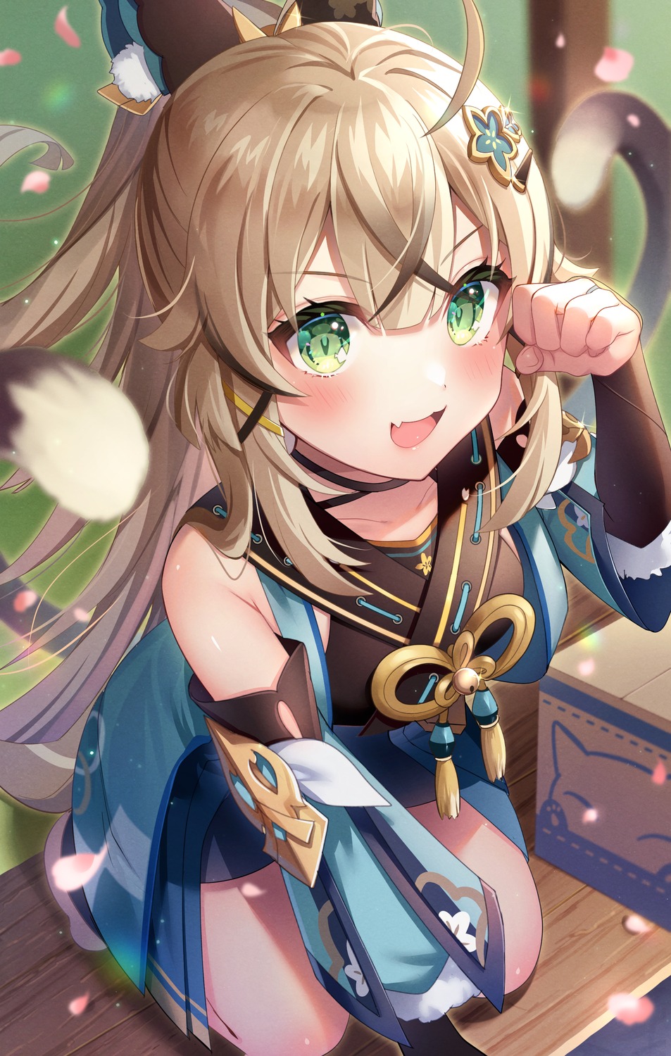 animal_ears, genshin_impact, japanese_clothes, kirara_(genshin_impact), nekomimi, tail, umishima_rinta