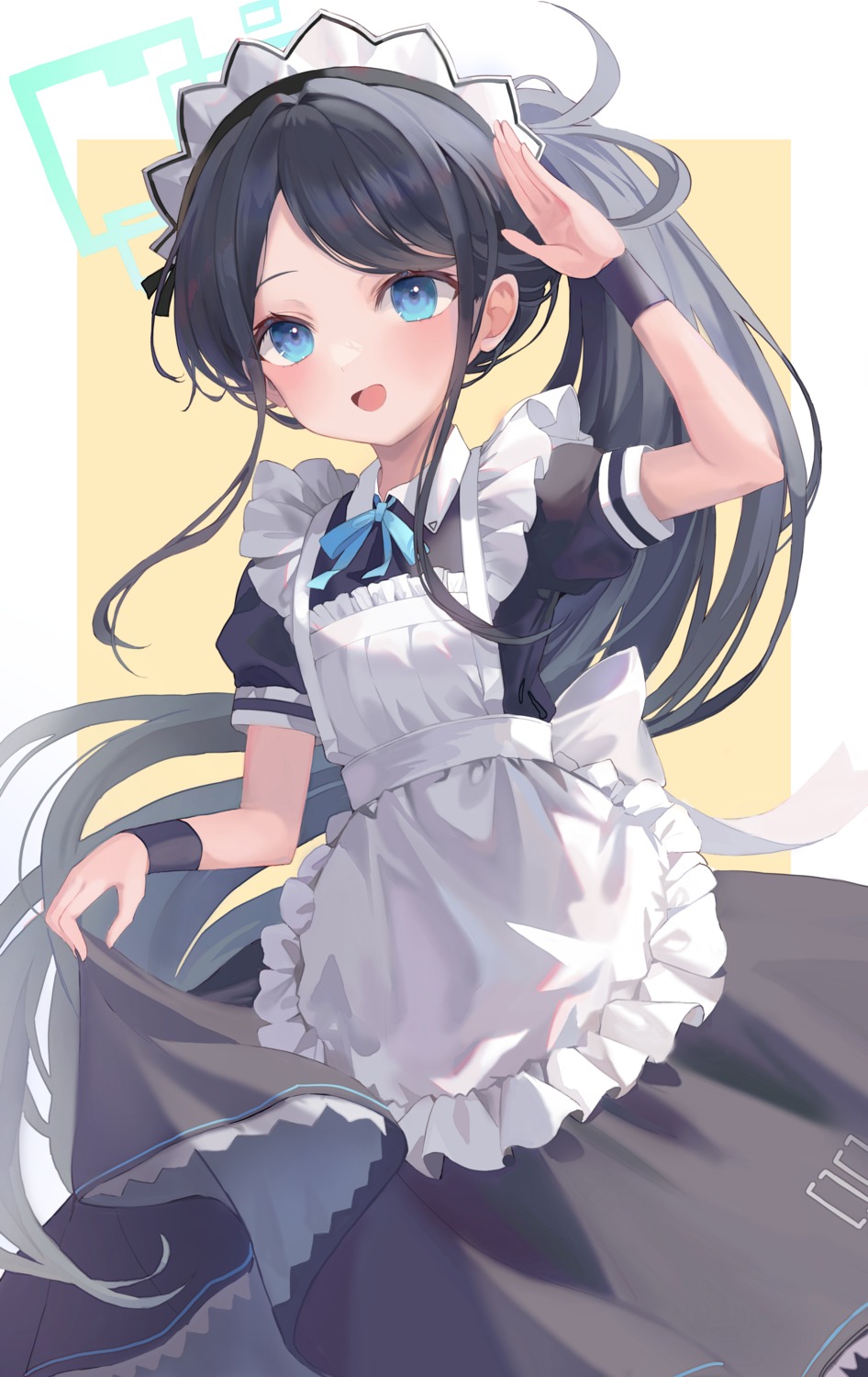 blue_archive, halo, maid, riyonn, skirt_lift, tendou_aris