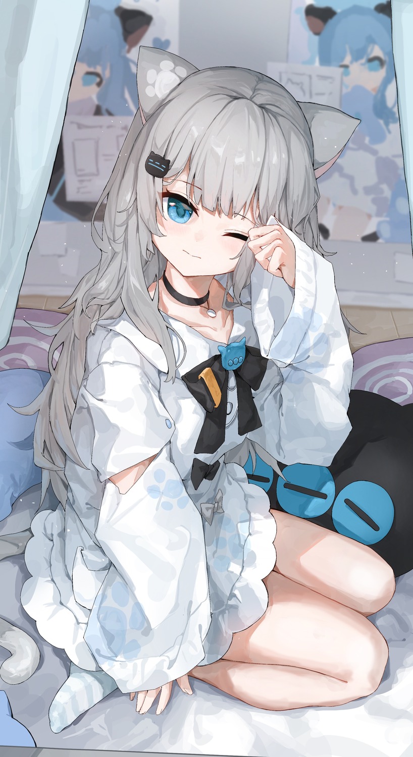 animal_ears, indie_virtual_youtuber, nacho_(amashiro_natsuki), nekomimi, sentter, tail