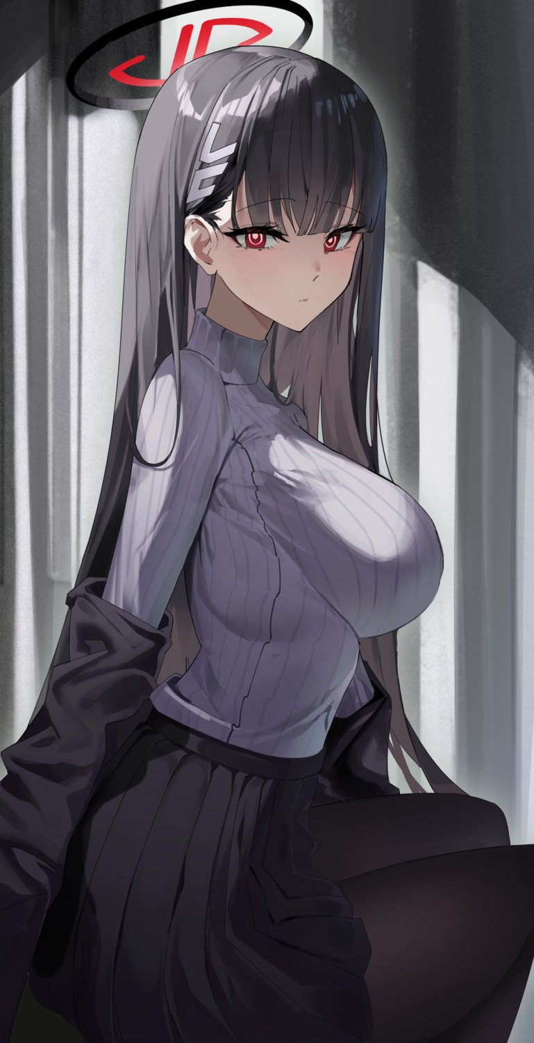 blue_archive, halo, maanu, pantyhose, sweater, tsukatsuki_rio